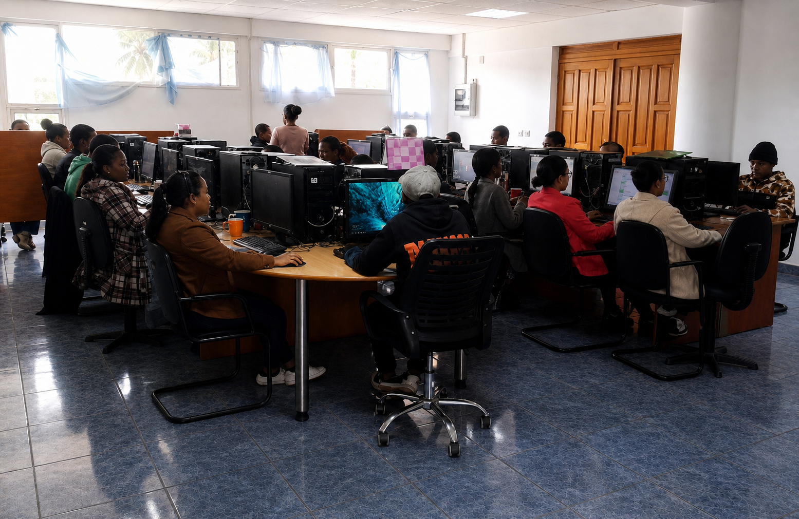 Equipe MAD ONJA sur des postes de production data